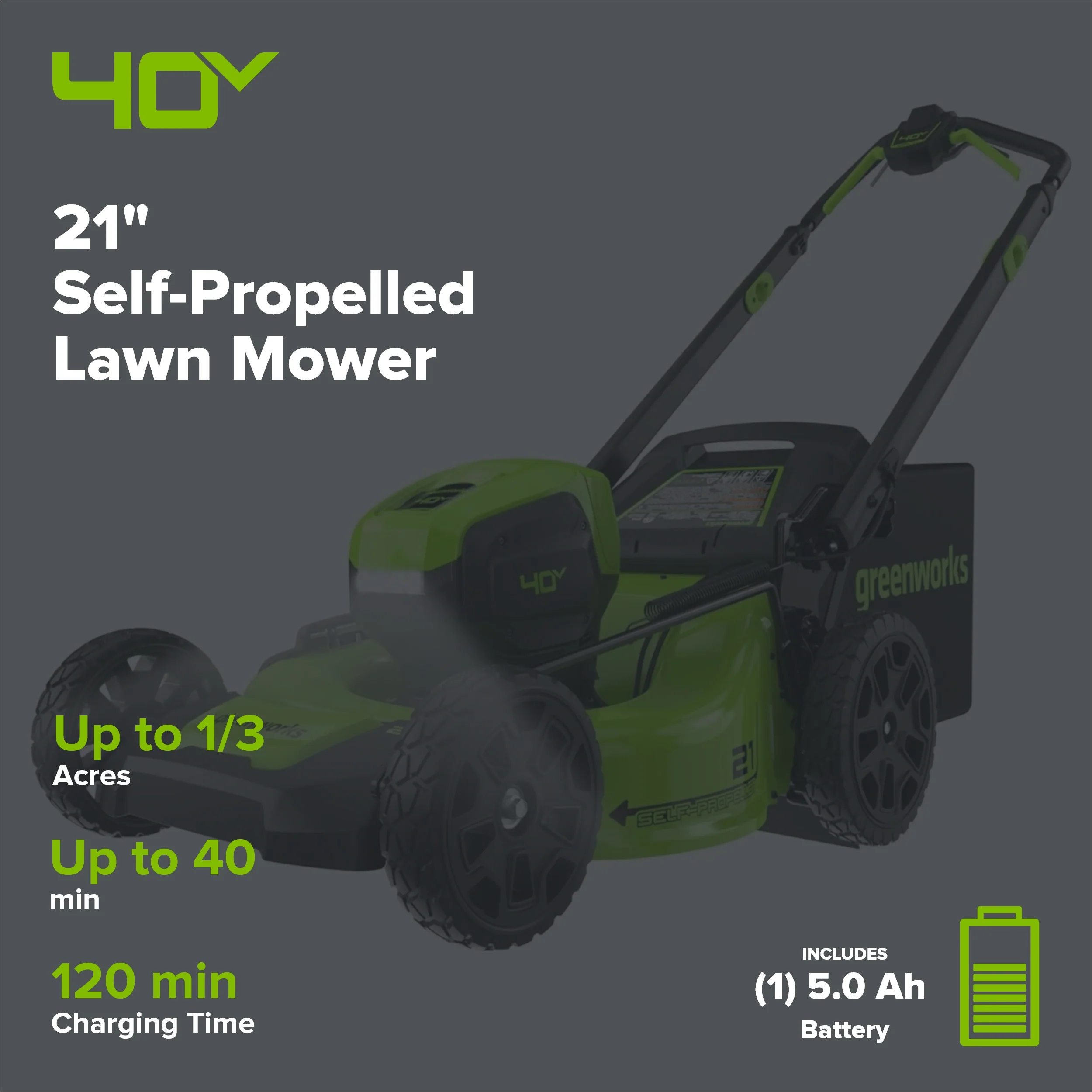 Greenworks 40V 21-Inch Cordless Brushless Lawn Mower